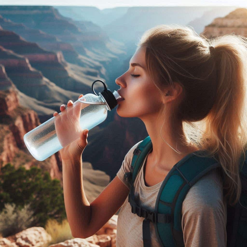 woman drinking water